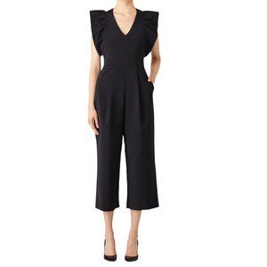 Tibi Black Faille Jumpsuit, Sz 12